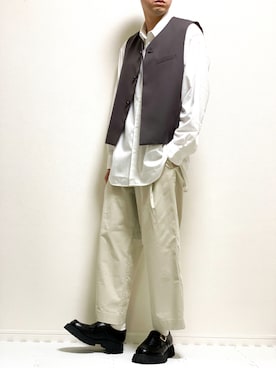 「stein（シュタイン）のアイテム（ベスト）」を使った、kazuさん（メンズ・173cm）の秋コーディネート