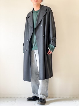 「LIDNM（リドム）のアイテム（トレンチコート）」を使った、kazuさん（メンズ・173cm）の春コーディネート