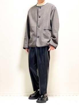 「epnok（エプノック）のアイテム（ノーカラージャケット）」を使った、kazuさん（メンズ・173cm）の秋コーディネート