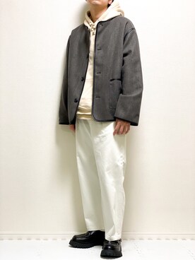 「epnok（エプノック）のアイテム（ノーカラージャケット）」を使った、kazuさん（メンズ・173cm）の秋コーディネート