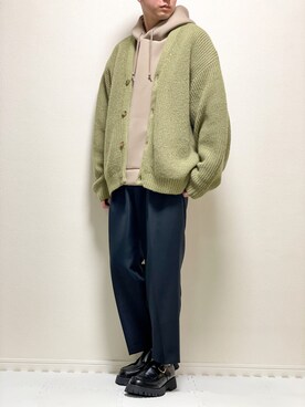 「MinoriTY（マイノリティ）の【MinoriTY】ルーズパーカー オーバーサイズ スウェット ポンチ エアリー ビッグシルエット プルパーカー トレーナー 秋服（スウェット）」を使った、kazuさん（メンズ・173cm）の冬コーディネート