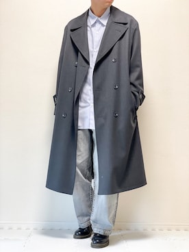 「LIDNM（リドム）のアイテム（トレンチコート）」を使った、kazuさん（メンズ・173cm）の春コーディネート