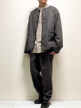 「epnok（エプノック）のアイテム（ノーカラージャケット）」を使った、kazuさん（メンズ・173cm）の秋コーディネート