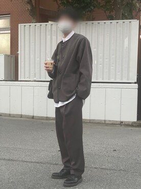 「epnok（エプノック）のアイテム（ノーカラージャケット）」を使った、kazuさん（メンズ・173cm）の冬コーディネート