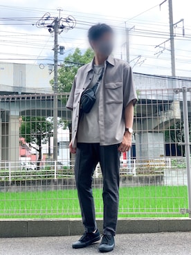 「半袖シャツ」｜「アイテム（セットアップ）」を使った、kazuさん（メンズ・173cm）の夏コーディネート
