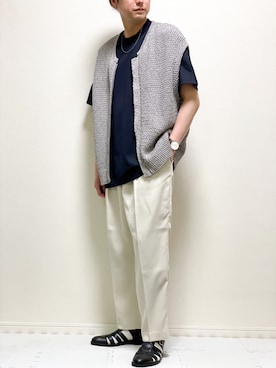 「stein（シュタイン）のアイテム（Tシャツ/カットソー）」を使った、kazuさん（メンズ・173cm）の春コーディネート