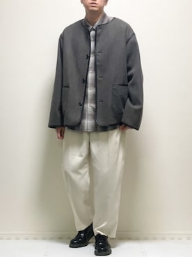 「epnok（エプノック）のアイテム（ノーカラージャケット）」を使った、kazuさん（メンズ・173cm）の秋コーディネート