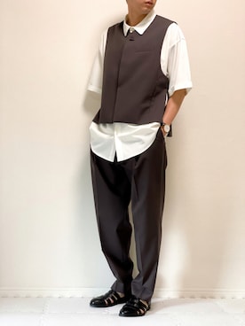 「stein（シュタイン）のアイテム（ベスト）」を使った、kazuさん（メンズ・173cm）の夏コーディネート