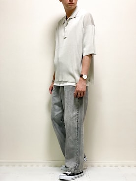 「アイテム（ポロシャツ、ホワイト系）」を使った、kazuさん（メンズ・173cm）の夏コーディネート
