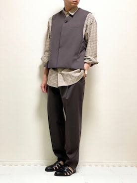 「stein（シュタイン）のアイテム（ベスト）」を使った、kazuさん（メンズ・173cm）の夏コーディネート