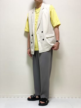 「レザーサンダル」｜「アイテム（その他）」を使った、kazuさん（メンズ・173cm）の夏コーディネート