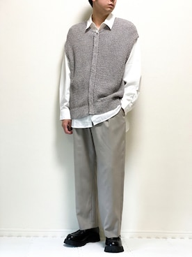 「ニットベスト」｜「アイテム（セットアップ）」を使った、kazuさん（メンズ・173cm）の夏コーディネート