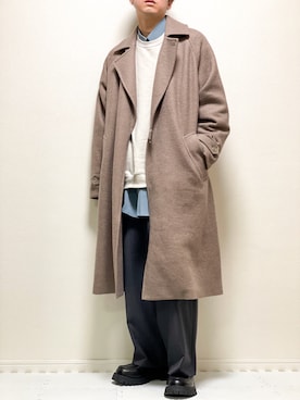 「shiki tokyo（シキトウキョウ）のアイテム（トレンチコート）」を使った、kazuさん（メンズ・173cm）の冬コーディネート