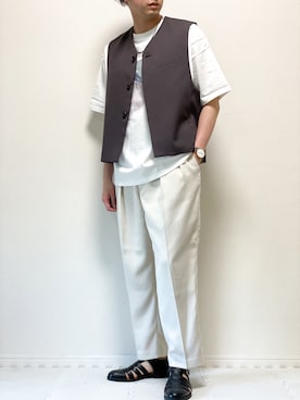 「stein（シュタイン）のアイテム（ベスト）」を使った、kazuさん（メンズ・173cm）の春コーディネート