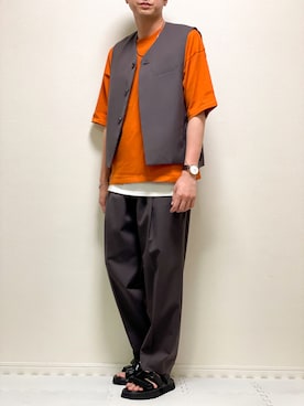 「stein（シュタイン）のアイテム（ベスト）」を使った、kazuさん（メンズ・173cm）の夏コーディネート