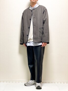 「epnok（エプノック）のアイテム（ノーカラージャケット）」を使った、kazuさん（メンズ・173cm）の冬コーディネート