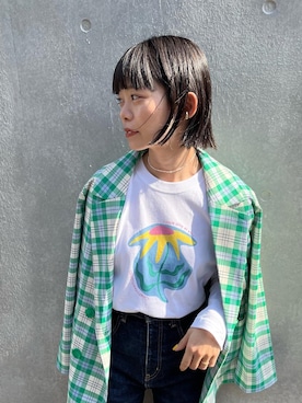 「MONKI（モンキ）のアイテム（ジャケット/アウター）」を使った、ありささん（レディース・159cm）の春コーディネート