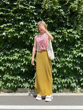 「EARIH（アーリ）のアイテム（スカート）」を使った、ありささん（レディース・158cm）の夏コーディネート