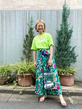 「蛍光カラー」｜「アイテム（ワンピース/ドレス）」を使った、ありささん（レディース・158cm）の夏コーディネート