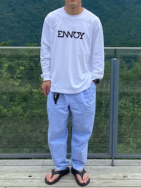 「ennoy」｜「アイテム（サンダル）」を使った、kenさん（メンズ・175cm）の夏コーディネート