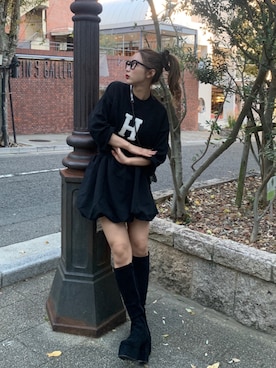 「アイテム（ワンピース）」を使った、miwoさん（レディース・154cm）の冬コーディネート