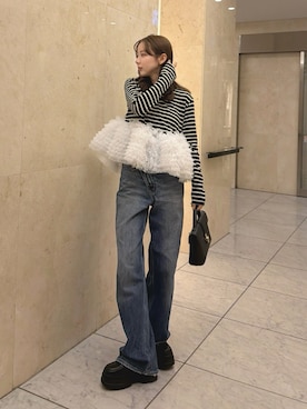 「MOUSSY（マウジー）のアイテム（パンツ）」を使った、miwoさん（レディース・154cm）の春コーディネート