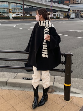 「EVOL（イーボル）のアイテム（ブーツ）」を使った、miwoさん（レディース・154cm）の冬コーディネート