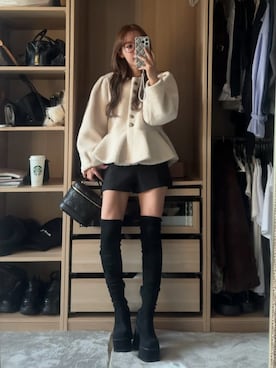 「アイテム（その他アウター）」を使った、miwoさん（レディース・154cm）の秋コーディネート