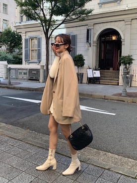 「H&M（エイチ・アンド・エム）のアイテム（ジャケット/アウター）」を使った、miwoさん（レディース・154cm）の秋コーディネート