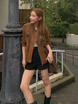 「アイテム（ダッフルコート）」を使った、miwoさん（レディース・154cm）の秋コーディネート