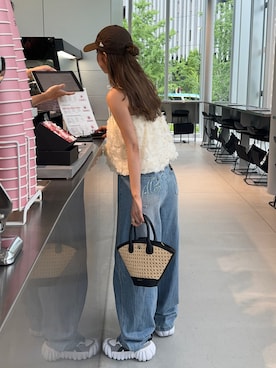 「アイテム（キャップ）」を使った、miwoさん（骨格ウェーブ・レディース・154cm）の夏コーディネート