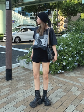「アイテム（ニットキャップ/ビーニー）」を使った、miwoさん（レディース・154cm）の秋コーディネート