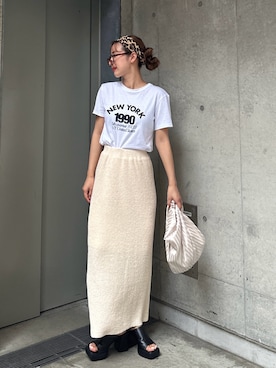 「Ameri（アメリ）のアイテム（バッグ）」を使った、miwoさん（レディース・154cm）の夏コーディネート