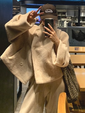 「ファーコート」｜「アイテム（その他アウター）」を使った、miwoさん（レディース・154cm）の秋コーディネート