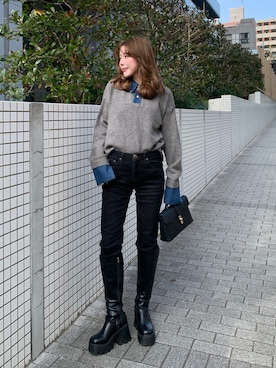 「VIS（ビス）のアイテム」を使った、miwoさん（レディース・154cm）の冬コーディネート