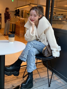 「INTER FACTORY（インターファクトリー）のアイテム（その他アウター）」を使った、miwoさん（レディース・154cm）の秋コーディネート