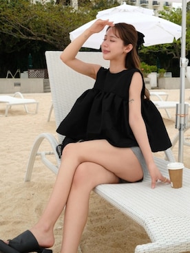 「pufe（ピュフェ）のアイテム」を使った、miwoさん（レディース・154cm）の夏コーディネート