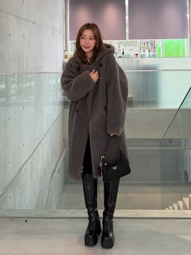 「PRADA（プラダ）のアイテム」を使った、miwoさん（レディース・154cm）の冬コーディネート
