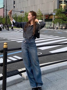 CROSS WAIST WIDE STRAIGHT/クロスウエストワイドストレートデニムを