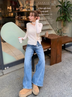 「UGG（アグ）のアイテム（シューズ）」を使った、miwoさん（レディース・154cm）の冬コーディネート