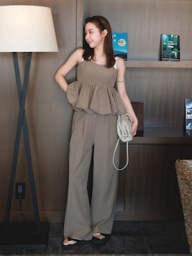 「アイテム（セットアップ）」を使った、miwoさん（レディース・154cm）の春コーディネート