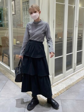 「STYLENANDA（スタイルナンダ）のアイテム（スカート）」を使った、miwoさん（レディース・154cm）の秋コーディネート