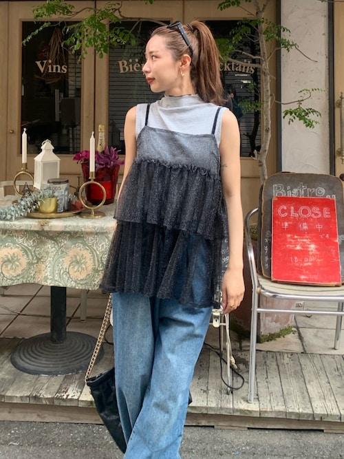 セール】【mily bilet】大人の華やぎレイヤードアイテム。ラメチュール