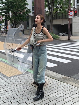「EVOL（イーボル）のアイテム（ブーツ）」を使った、miwoさん（レディース・154cm）の夏コーディネート