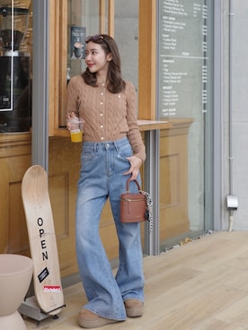 「UGG（アグ）のアイテム」を使った、miwoさん（レディース・154cm）の冬コーディネート