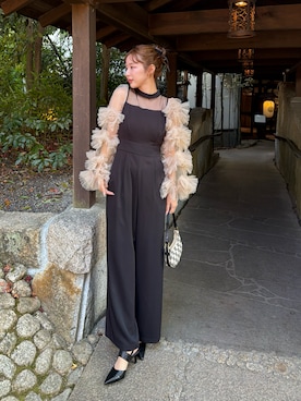 「アイテム（サンダル）」を使った、miwoさん（レディース・154cm）の冬コーディネート