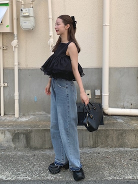 「アイテム（バッグ）」を使った、miwoさん（レディース・154cm）の夏コーディネート