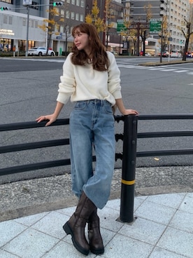 「AMELY（エミリー）のアイテム」を使った、miwoさん（レディース・154cm）の冬コーディネート