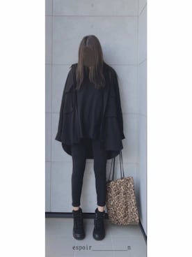 「全身黒」｜「アイテム（ジャケット/アウター）」を使った、espoir___________nさん（レディース・162cm）の秋コーディネート