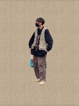 「アイテム（ベスト）」を使った、Taiさん（メンズ・179cm）の秋コーディネート